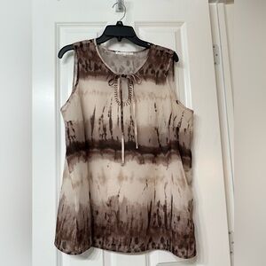 Beautiful Sheer Sleeveless Violet &Claire 1X Blouse, Tan/Brown/Cream